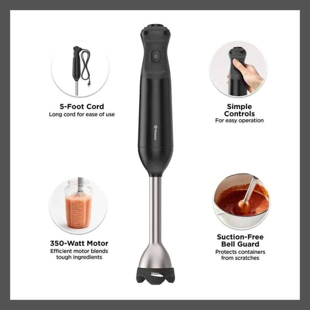 Immersion Hand Blender Kit in Black with Whisk & Jar